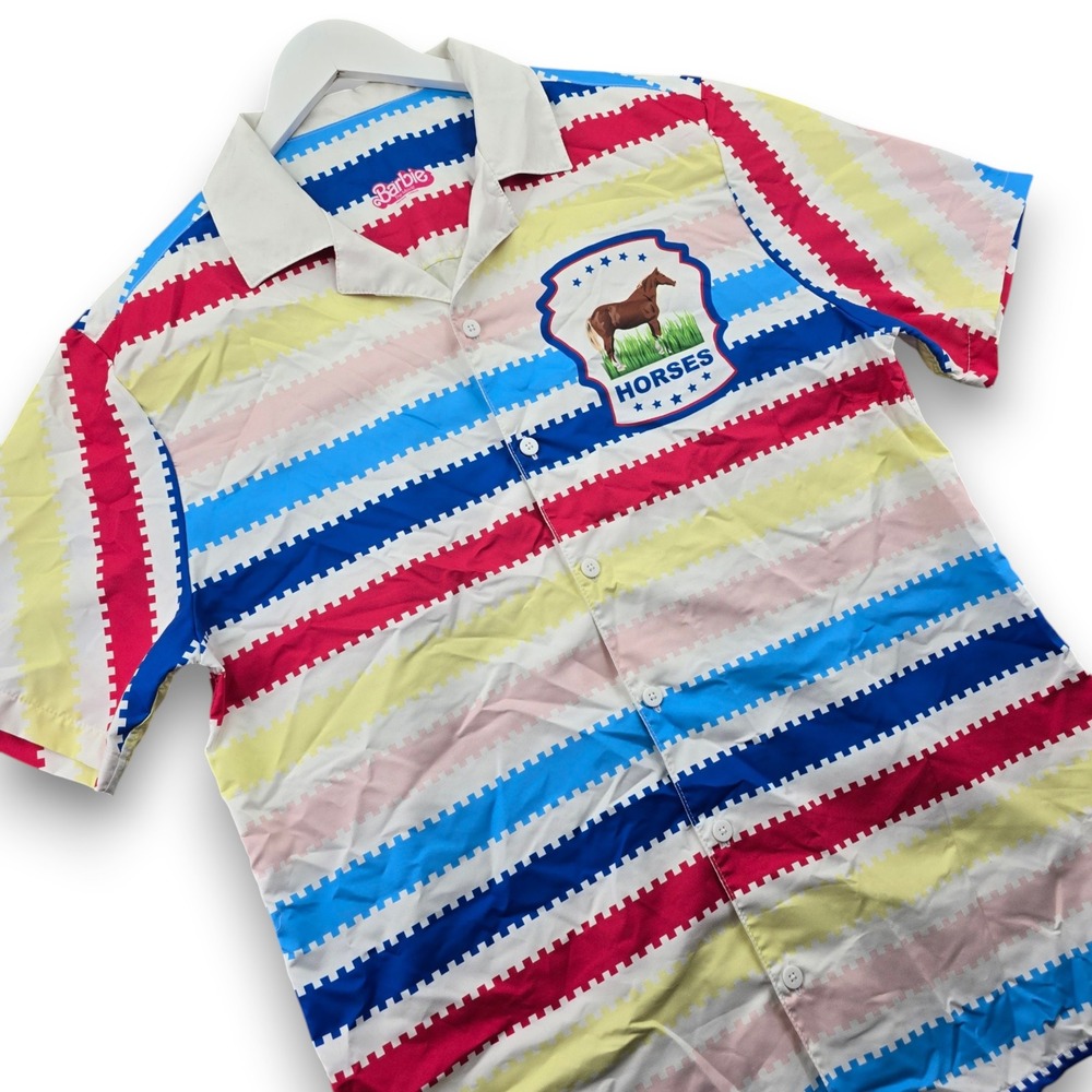 Barbie The Movie Ken Horses Shirt Mens Small Multi Stripe S/S Costume Cosplay